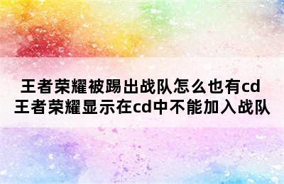 王者荣耀被踢出战队怎么也有cd 王者荣耀显示在cd中不能加入战队